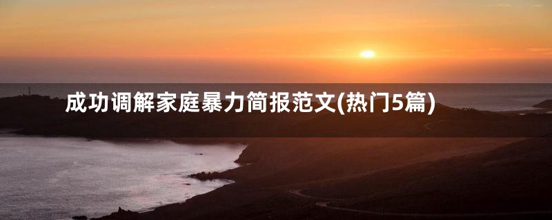成功调解家庭暴力简报范文(热门5篇)