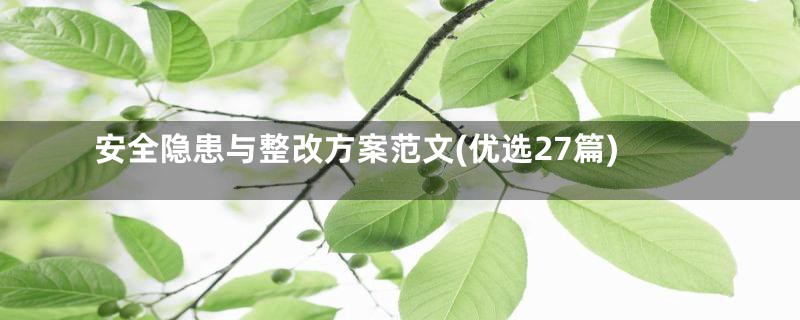 安全隐患与整改方案范文(优选27篇)