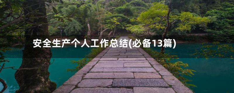 安全生产个人工作总结(必备13篇)