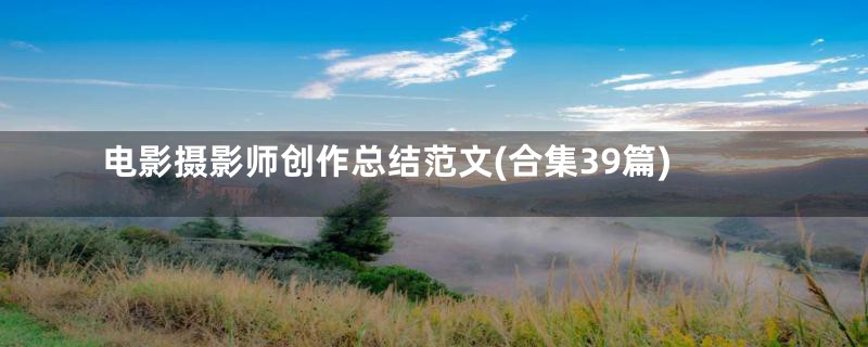 电影摄影师创作总结范文(合集39篇)