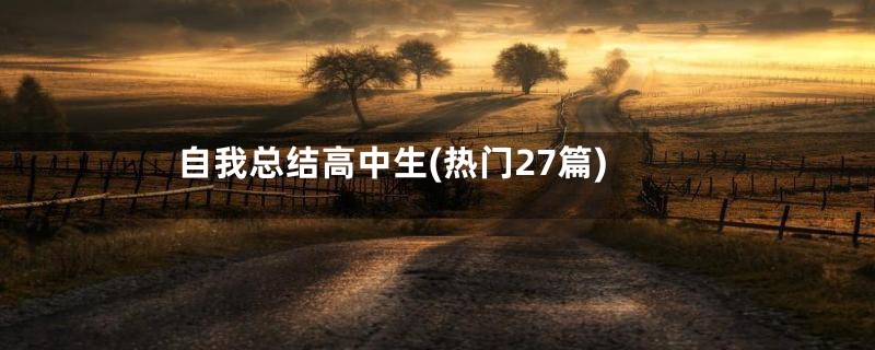 自我总结高中生(热门27篇)