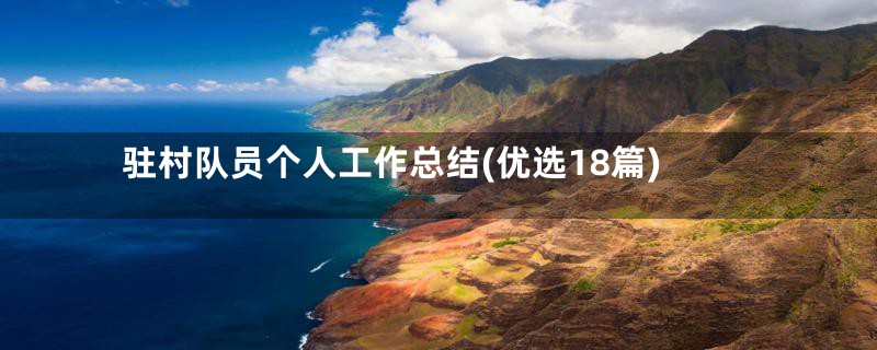 驻村队员个人工作总结(优选18篇)