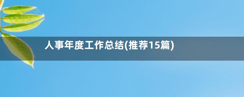 人事年度工作总结(推荐15篇)