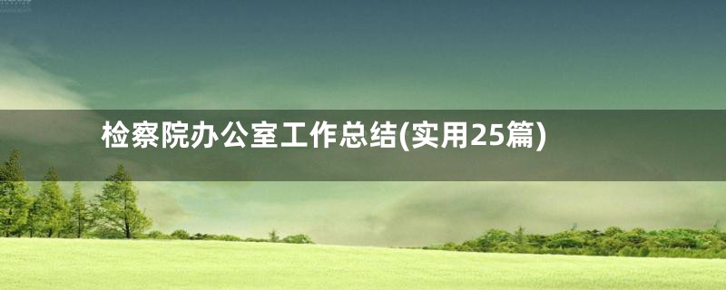 检察院办公室工作总结(实用25篇)
