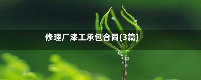 修理厂漆工承包合同(3篇)