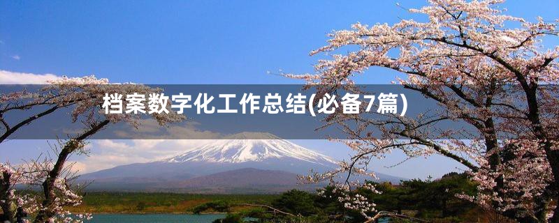 档案数字化工作总结(必备7篇)
