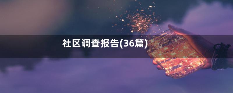 社区调查报告(36篇)