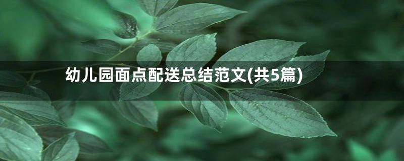 幼儿园面点配送总结范文(共5篇)
