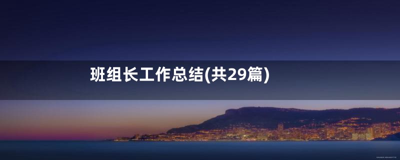 班组长工作总结(共29篇)