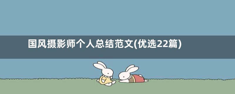 国风摄影师个人总结范文(优选22篇)
