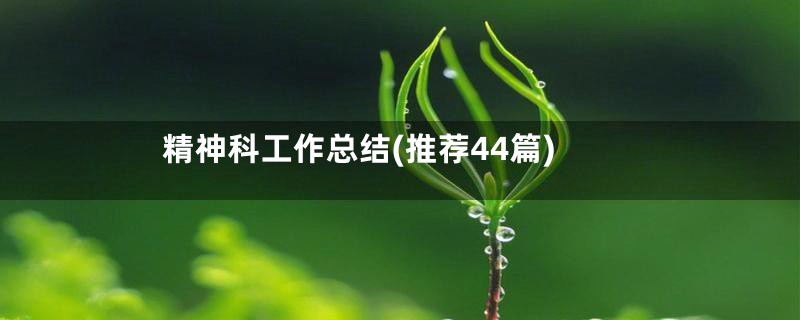 精神科工作总结(推荐44篇)