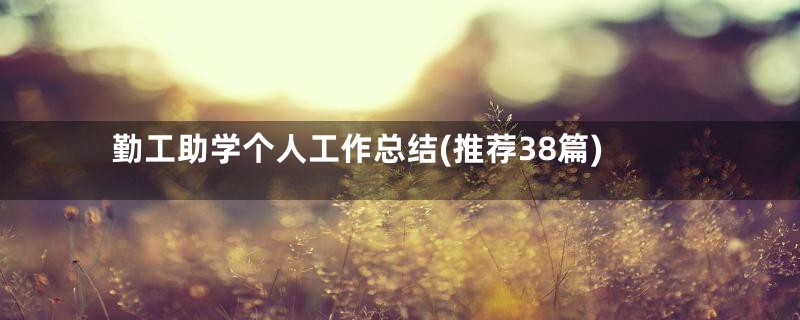 勤工助学个人工作总结(推荐38篇)