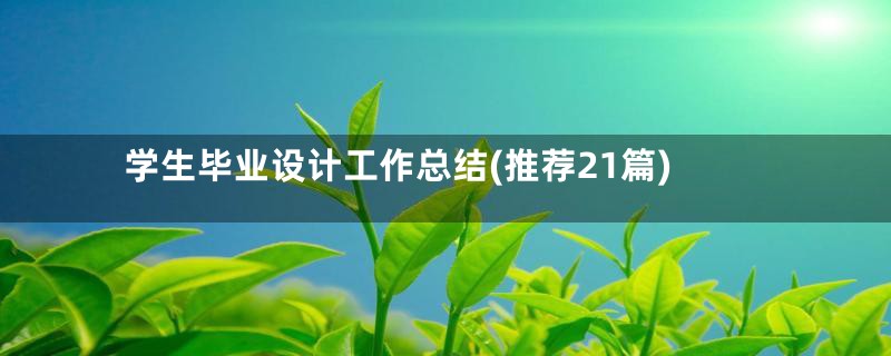 学生毕业设计工作总结(推荐21篇)