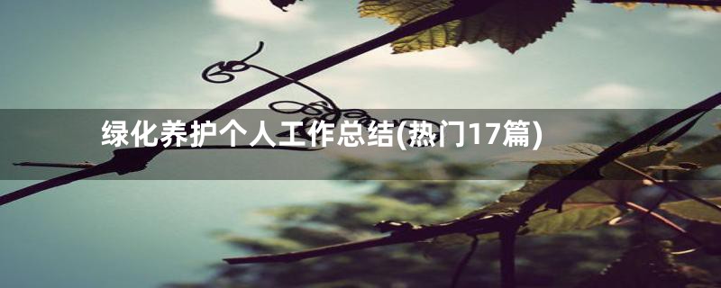 绿化养护个人工作总结(热门17篇)