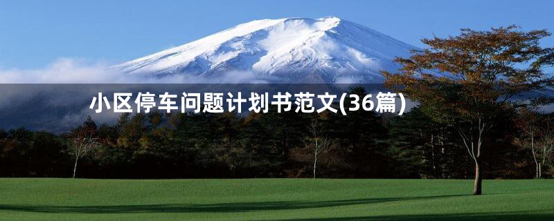 小区停车问题计划书范文(36篇)