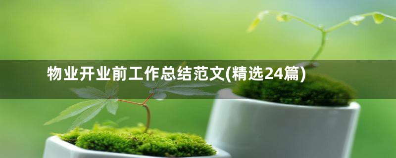 物业开业前工作总结范文(精选24篇)
