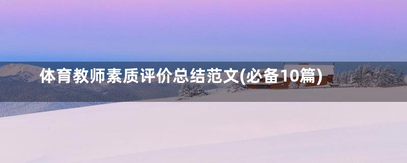 体育教师素质评价总结范文(必备10篇)