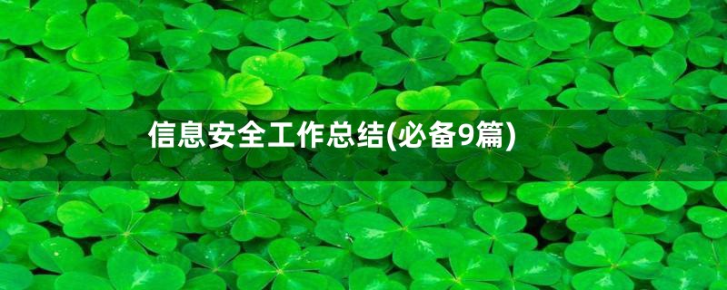 信息安全工作总结(必备9篇)