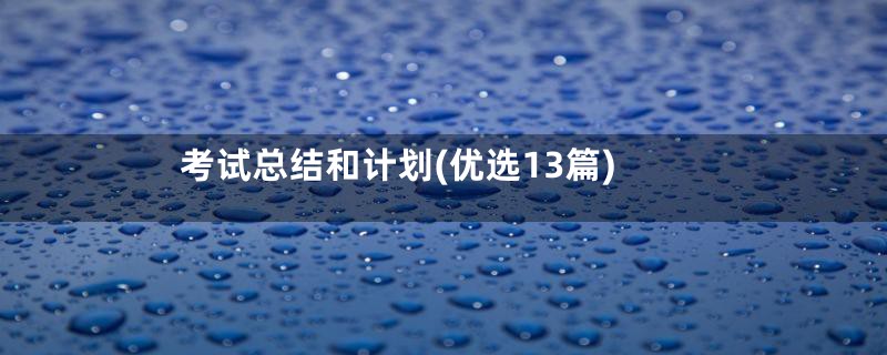 考试总结和计划(优选13篇)