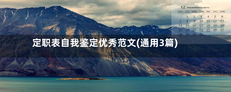 定职表自我鉴定优秀范文(通用3篇)