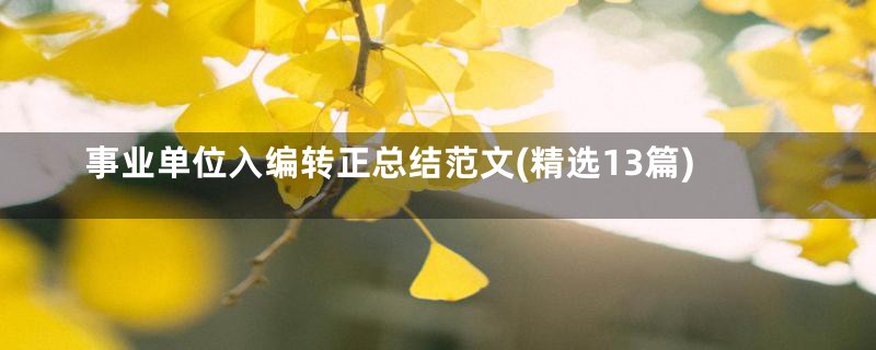 事业单位入编转正总结范文(精选13篇)