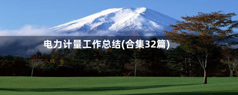 电力计量工作总结(合集32篇)