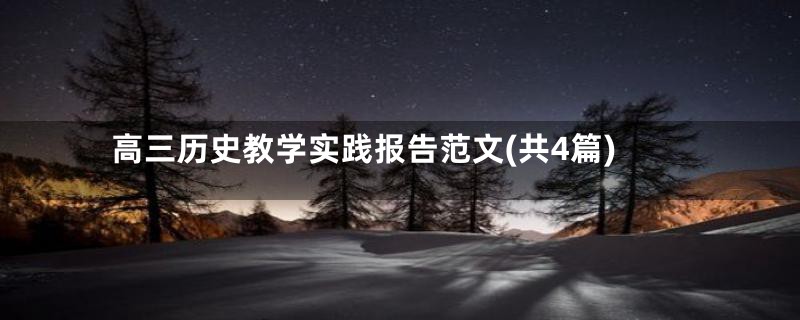 高三历史教学实践报告范文(共4篇)