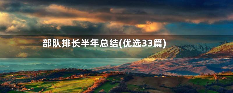 部队排长半年总结(优选33篇)