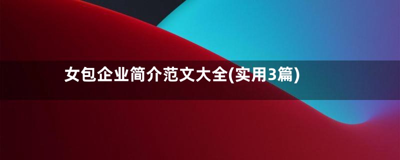 女包企业简介范文大全(实用3篇)