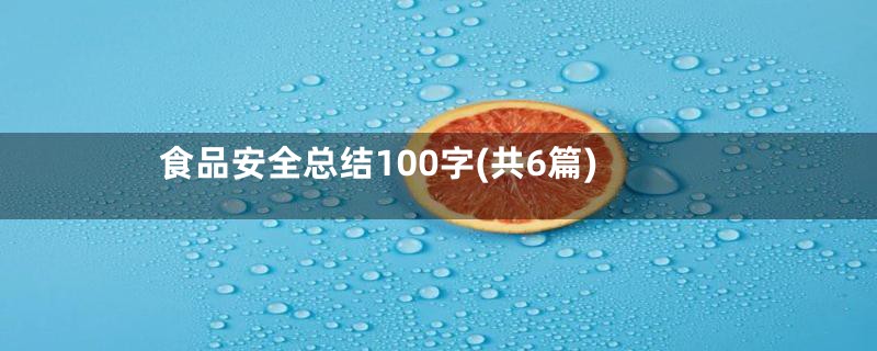 食品安全总结100字(共6篇)