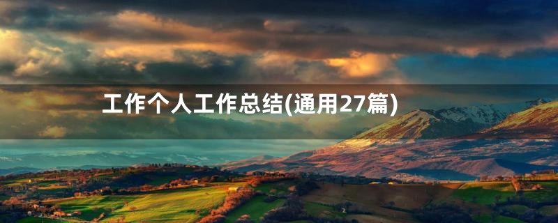 工作个人工作总结(通用27篇)
