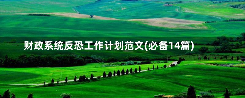 财政系统反恐工作计划范文(必备14篇)