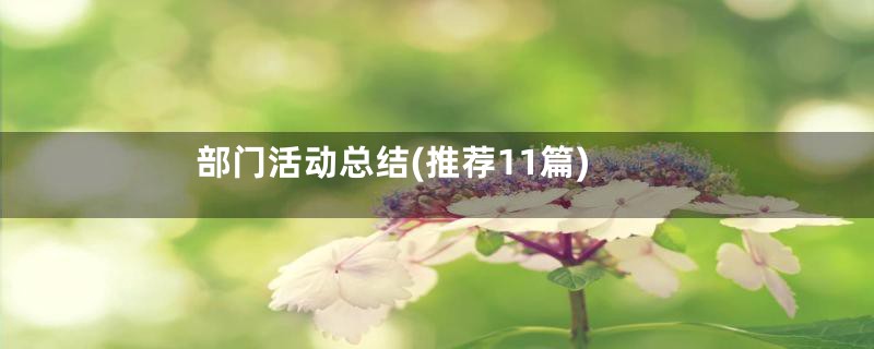部门活动总结(推荐11篇)