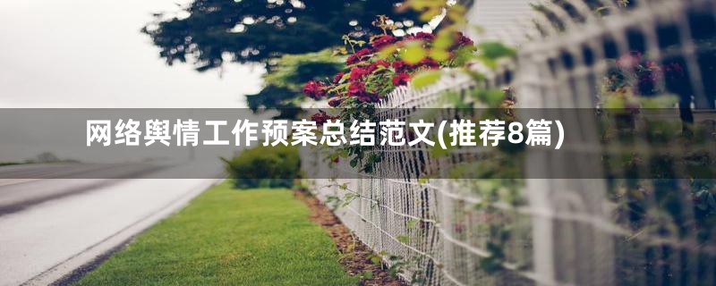 网络舆情工作预案总结范文(推荐8篇)