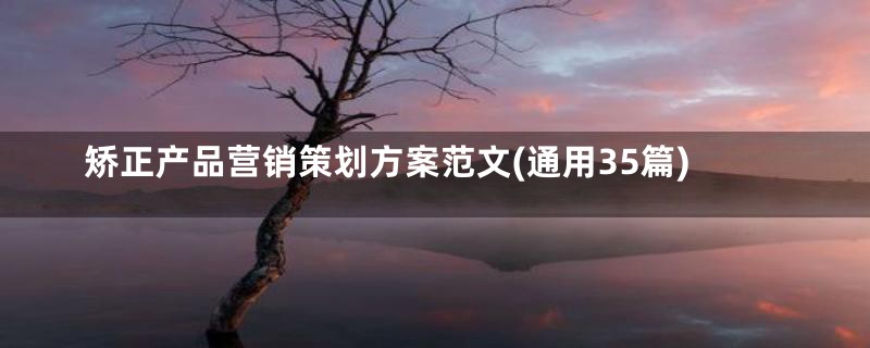矫正产品营销策划方案范文(通用35篇)