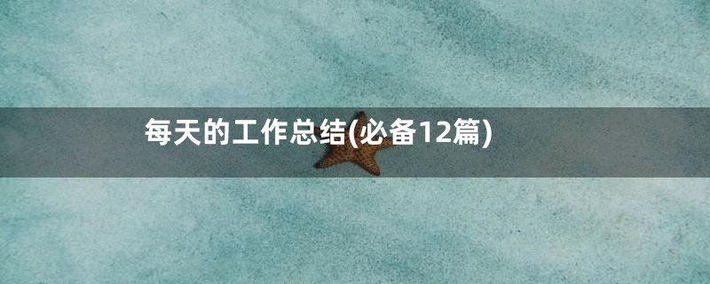 每天的工作总结(必备12篇)