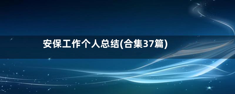 安保工作个人总结(合集37篇)