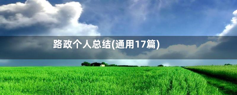 路政个人总结(通用17篇)