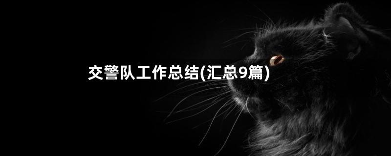 交警队工作总结(汇总9篇)