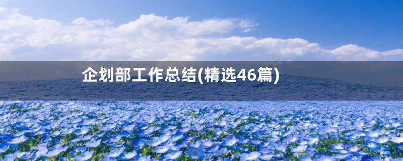 企划部工作总结(精选46篇)