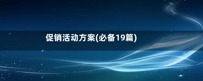 促销活动方案(必备19篇)
