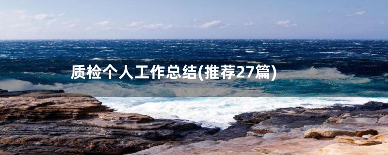 质检个人工作总结(推荐27篇)