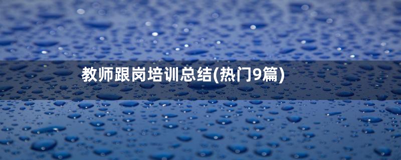 教师跟岗培训总结(热门9篇)