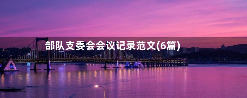 部队支委会会议记录范文(6篇)