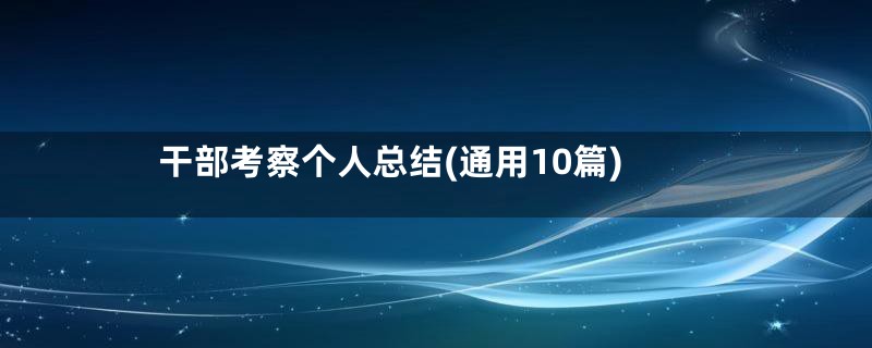 干部考察个人总结(通用10篇)