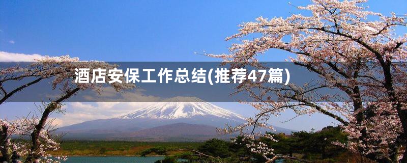 酒店安保工作总结(推荐47篇)