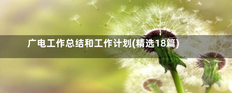 广电工作总结和工作计划(精选18篇)