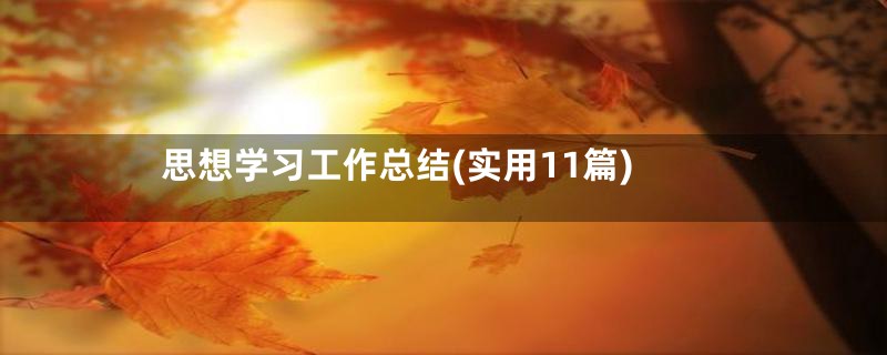 思想学习工作总结(实用11篇)