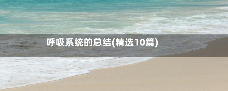 呼吸系统的总结(精选10篇)