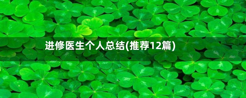进修医生个人总结(推荐12篇)